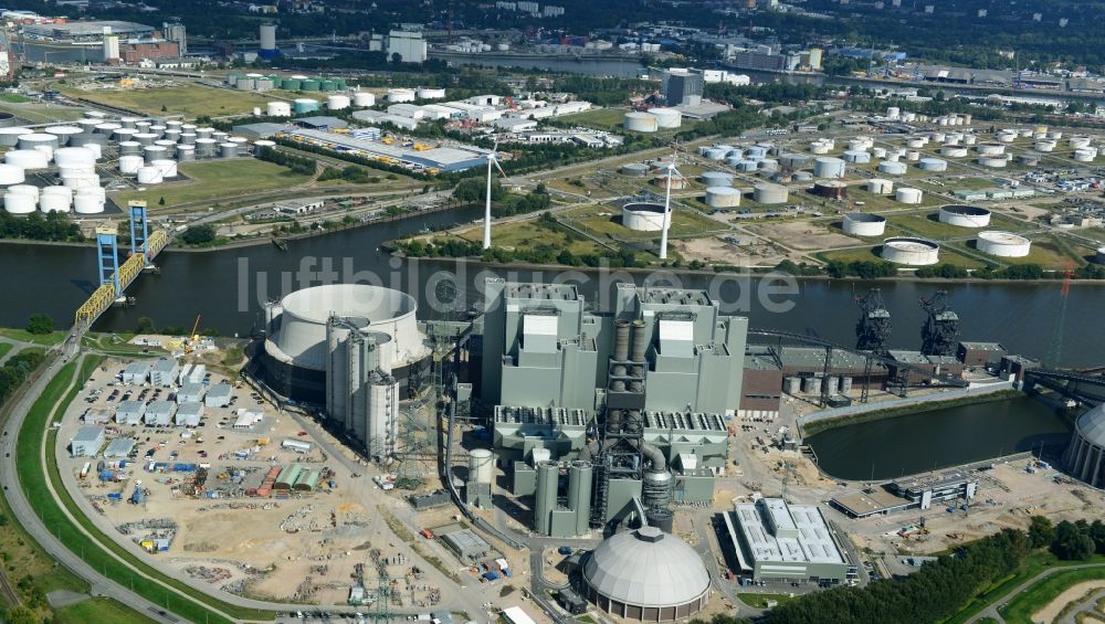 Luftbild Hamburg - Kraftwerksanlagen des Heizkraftwerkes Vattenfall Tiefstack in Hamburg Moorburg, Deutschland