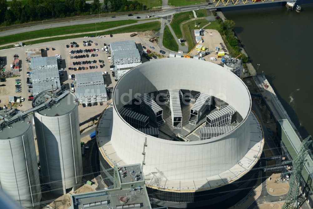 Luftbild Hamburg - Kraftwerksanlagen des Heizkraftwerkes Vattenfall Tiefstack in Hamburg Moorburg, Deutschland