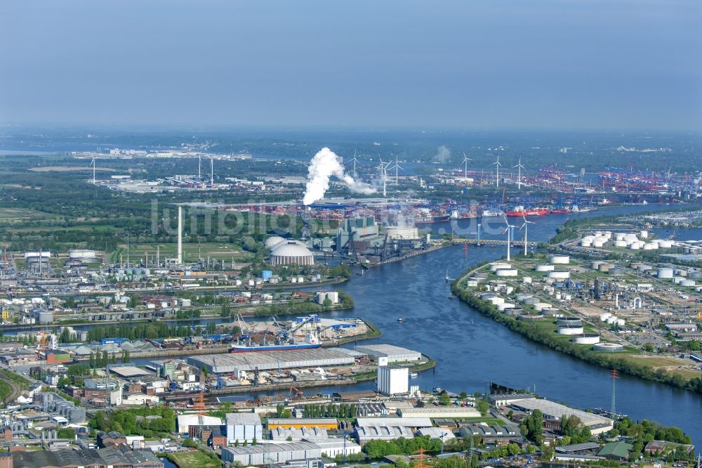 Luftbild Hamburg - Kraftwerksanlagen des Heizkraftwerkes Vattenfall Tiefstack in Hamburg Moorburg, Deutschland