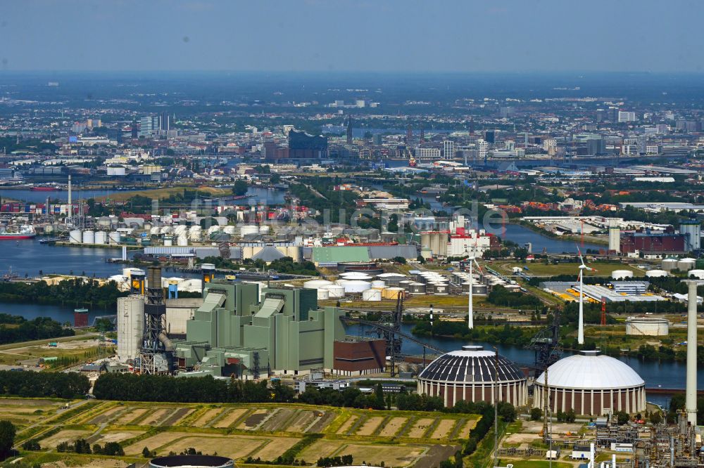 Luftaufnahme Hamburg - Kraftwerksanlagen des Heizkraftwerkes Vattenfall Tiefstack in Hamburg Moorburg, Deutschland