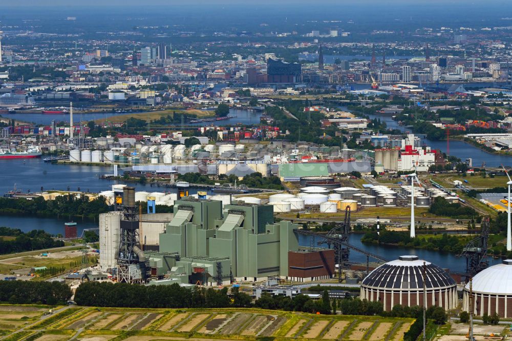 Hamburg von oben - Kraftwerksanlagen des Heizkraftwerkes Vattenfall Tiefstack in Hamburg Moorburg, Deutschland