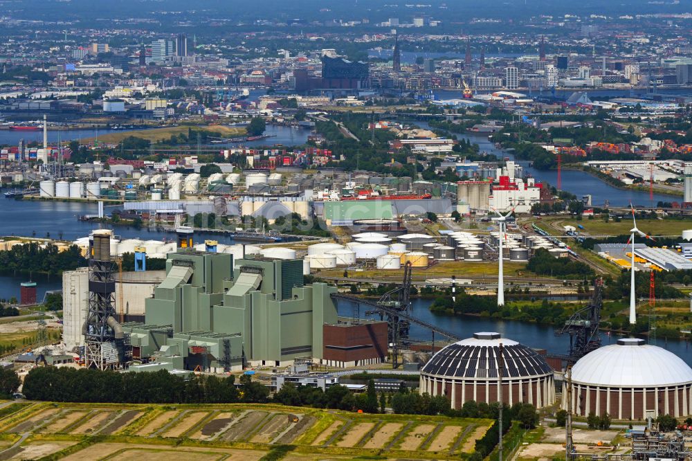 Luftbild Hamburg - Kraftwerksanlagen des Heizkraftwerkes Vattenfall Tiefstack in Hamburg Moorburg, Deutschland