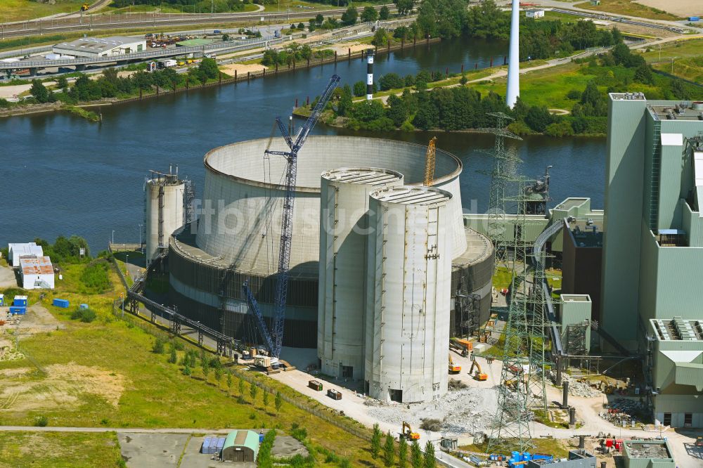 Hamburg von oben - Kraftwerksanlagen des Heizkraftwerkes Vattenfall Tiefstack in Hamburg Moorburg, Deutschland