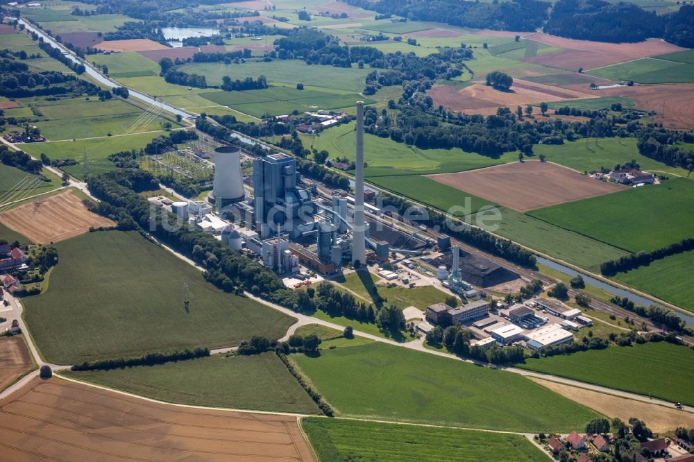 Luftaufnahme Zolling - Kraftwerksanlagen des Heizkraftwerkes Zolling Leininger im Ortsteil Anglberg in Zolling im Bundesland Bayern, Deutschland