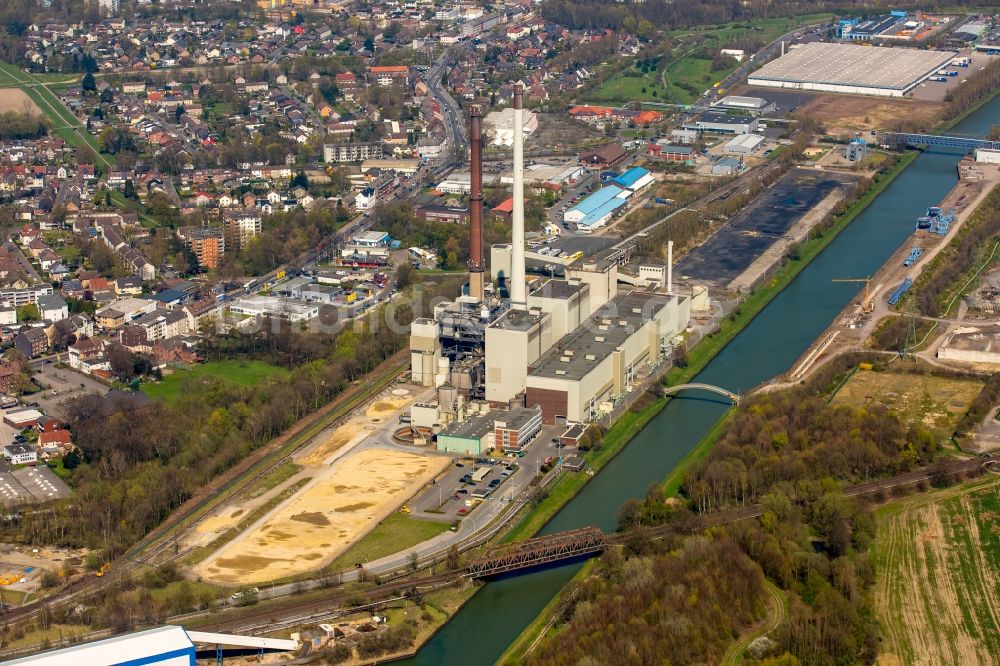 Datteln von oben - Kraftwerksanlagen des Kohle- Heizkraftwerkes in Datteln im Bundesland Nordrhein-Westfalen