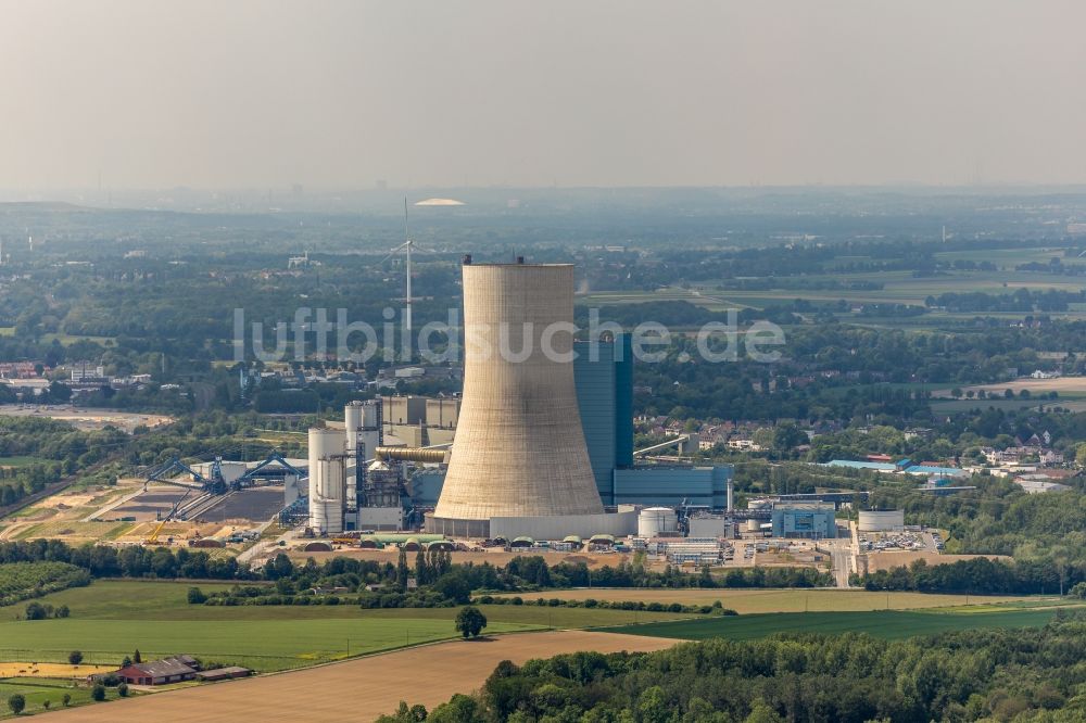 Datteln aus der Vogelperspektive: Kraftwerksanlagen des Kohle- Heizkraftwerkes Datteln 4 Uniper Kraftwerk in Datteln im Bundesland Nordrhein-Westfalen, Deutschland