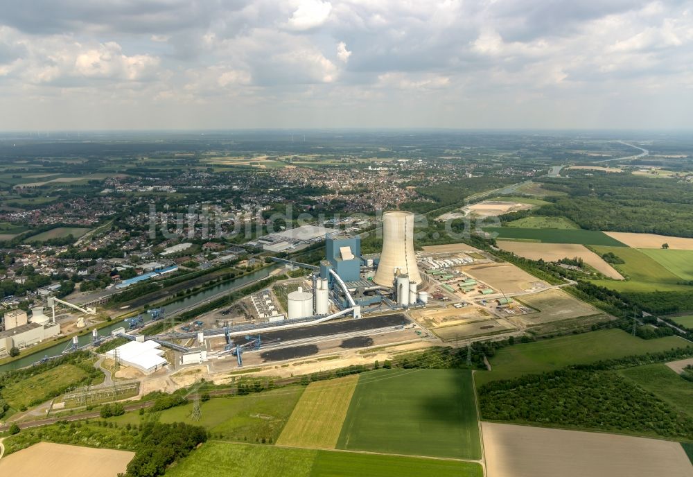 Datteln aus der Vogelperspektive: Kraftwerksanlagen des Kohle- Heizkraftwerkes Datteln 4 Uniper Kraftwerk in Datteln im Bundesland Nordrhein-Westfalen, Deutschland