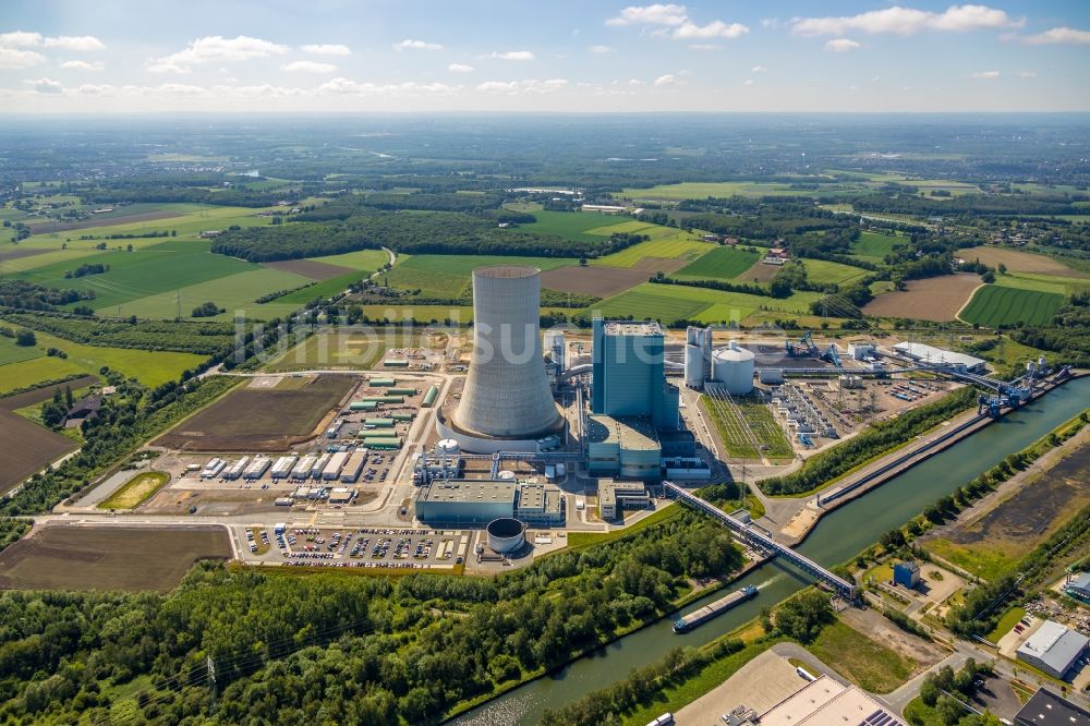 Luftaufnahme Datteln - Kraftwerksanlagen des Kohle- Heizkraftwerkes Datteln 4 Uniper Kraftwerk in Datteln im Bundesland Nordrhein-Westfalen, Deutschland