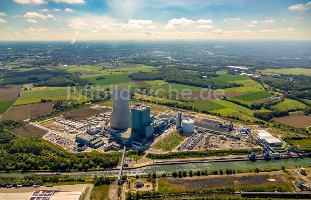 Datteln aus der Vogelperspektive: Kraftwerksanlagen des Kohle- Heizkraftwerkes Datteln 4 Uniper Kraftwerk in Datteln im Bundesland Nordrhein-Westfalen, Deutschland