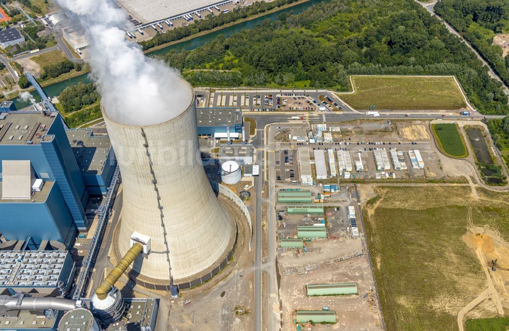 Datteln aus der Vogelperspektive: Kraftwerksanlagen des Kohle- Heizkraftwerkes Datteln 4 Uniper Kraftwerk in Datteln im Bundesland Nordrhein-Westfalen, Deutschland