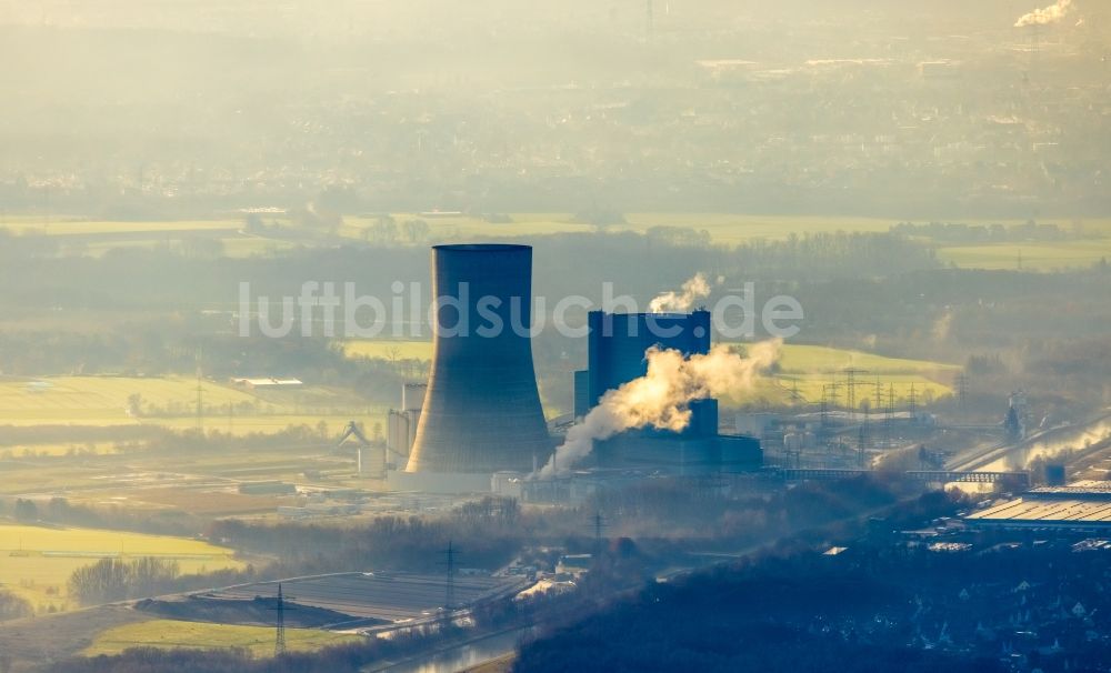 Datteln von oben - Kraftwerksanlagen des Kohle- Heizkraftwerkes Datteln 4 Uniper Kraftwerk in Datteln im Bundesland Nordrhein-Westfalen, Deutschland