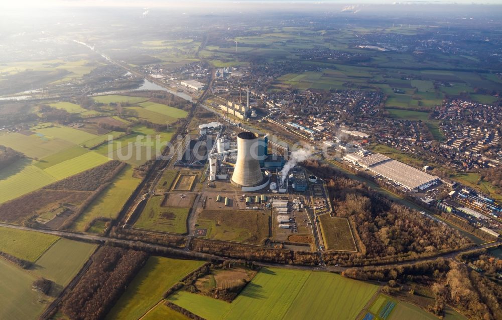 Luftbild Datteln - Kraftwerksanlagen des Kohle- Heizkraftwerkes Datteln 4 Uniper Kraftwerk in Datteln im Bundesland Nordrhein-Westfalen, Deutschland