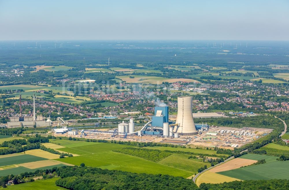 Datteln von oben - Kraftwerksanlagen des Kohle- Heizkraftwerkes Datteln 4 Uniper Kraftwerk Im Löringhof in Datteln im Bundesland Nordrhein-Westfalen, Deutschland