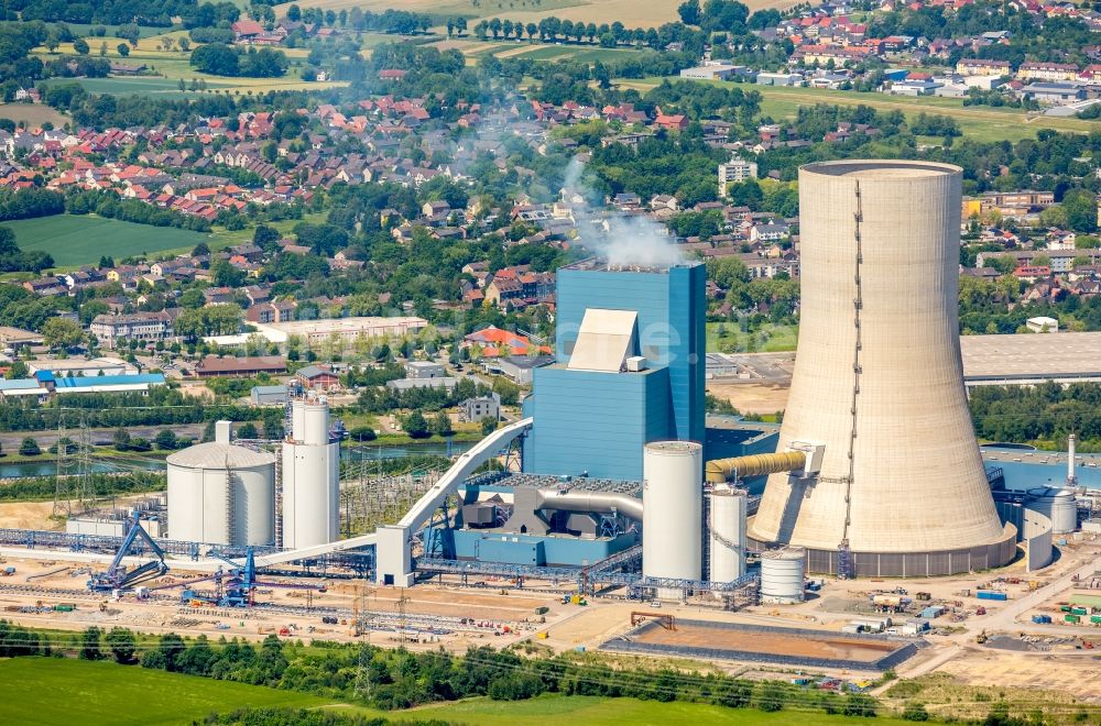 Datteln aus der Vogelperspektive: Kraftwerksanlagen des Kohle- Heizkraftwerkes Datteln 4 Uniper Kraftwerk Im Löringhof in Datteln im Bundesland Nordrhein-Westfalen, Deutschland