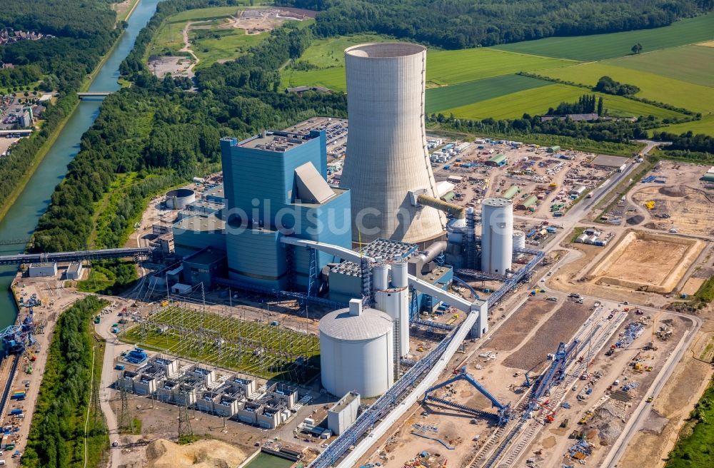 Luftaufnahme Datteln - Kraftwerksanlagen des Kohle- Heizkraftwerkes Datteln 4 Uniper Kraftwerk Im Löringhof in Datteln im Bundesland Nordrhein-Westfalen, Deutschland