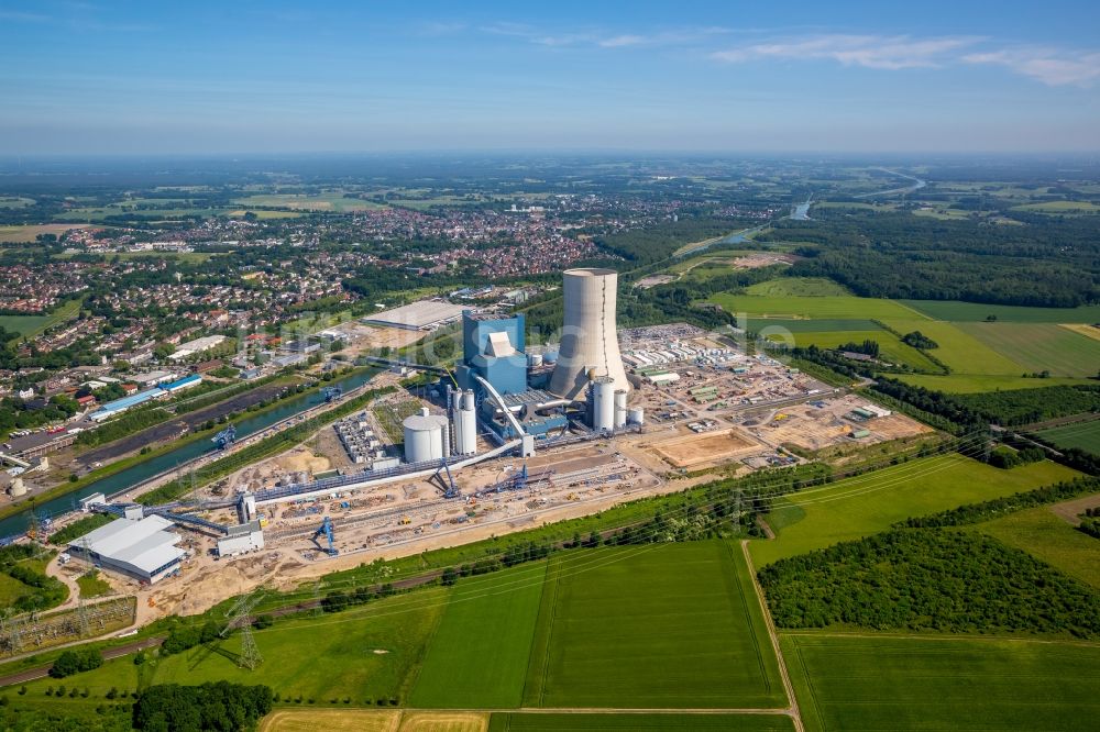 Datteln von oben - Kraftwerksanlagen des Kohle- Heizkraftwerkes Datteln 4 Uniper Kraftwerk Im Löringhof in Datteln im Bundesland Nordrhein-Westfalen, Deutschland