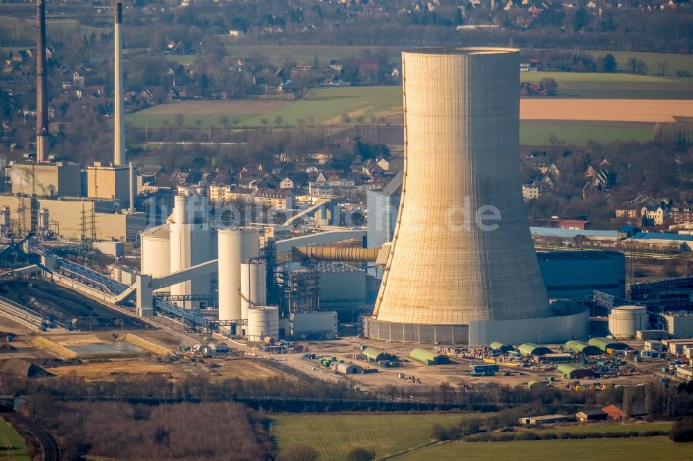 Luftaufnahme Datteln - Kraftwerksanlagen des Kohle- Heizkraftwerkes Datteln 4 Uniper Kraftwerk Im Löringhof in Datteln im Bundesland Nordrhein-Westfalen, Deutschland