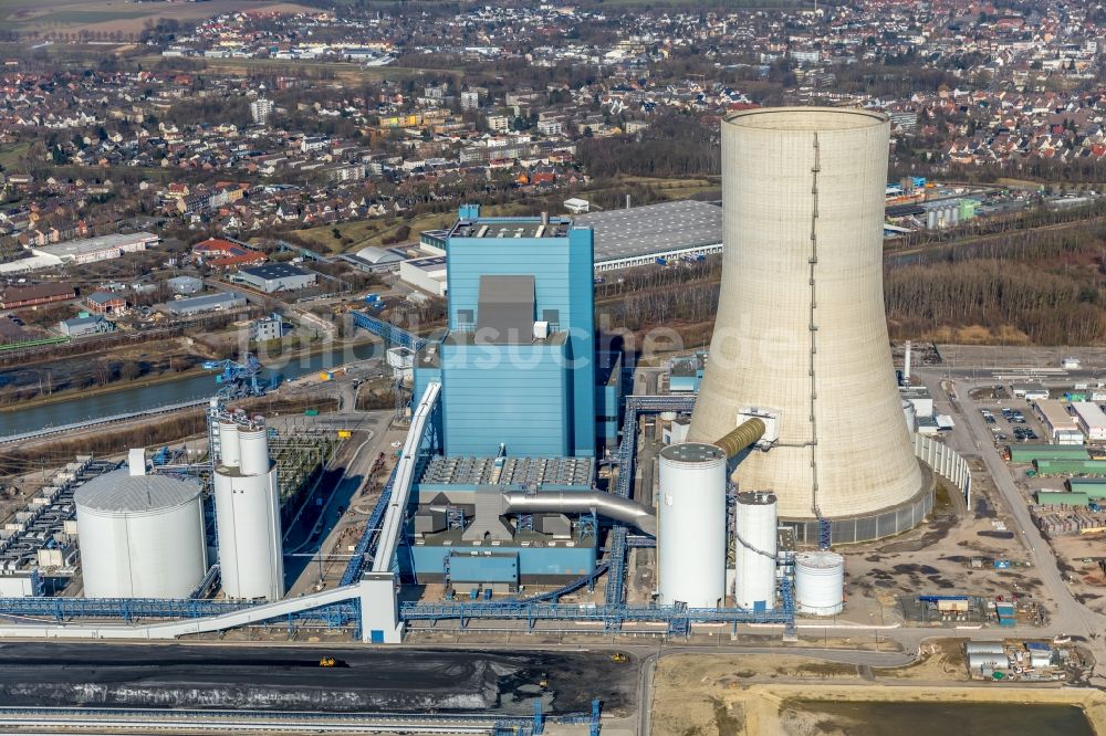 Datteln von oben - Kraftwerksanlagen des Kohle- Heizkraftwerkes Datteln 4 Uniper Kraftwerk Im Löringhof in Datteln im Bundesland Nordrhein-Westfalen, Deutschland