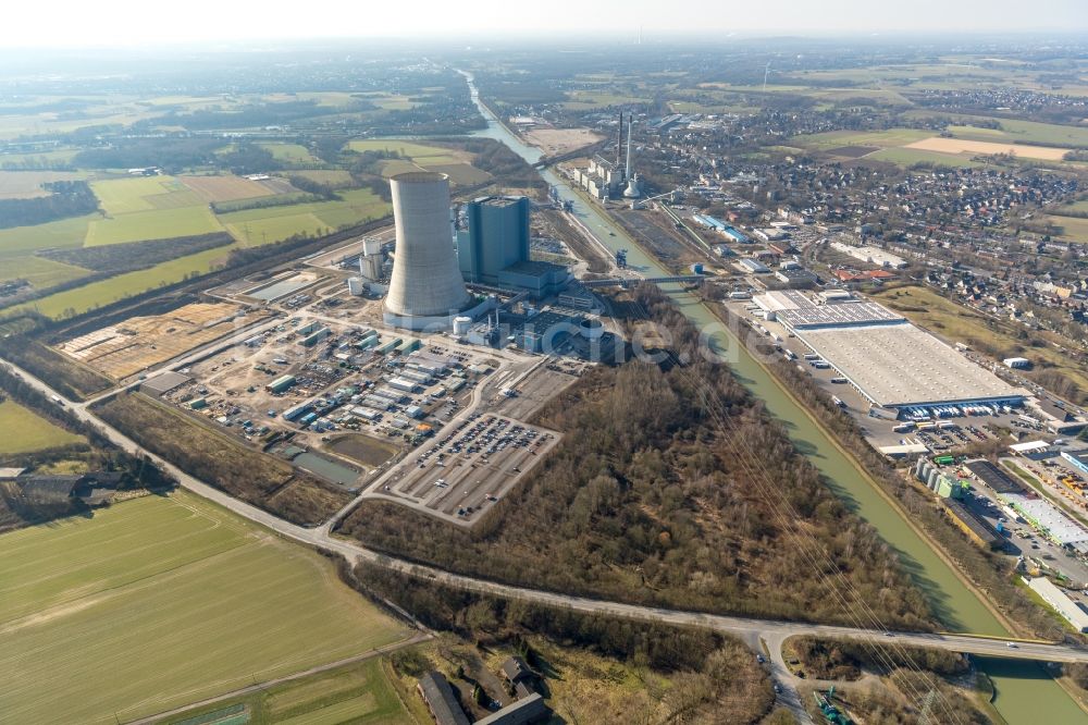 Luftaufnahme Datteln - Kraftwerksanlagen des Kohle- Heizkraftwerkes Datteln 4 Uniper Kraftwerk Im Löringhof in Datteln im Bundesland Nordrhein-Westfalen, Deutschland