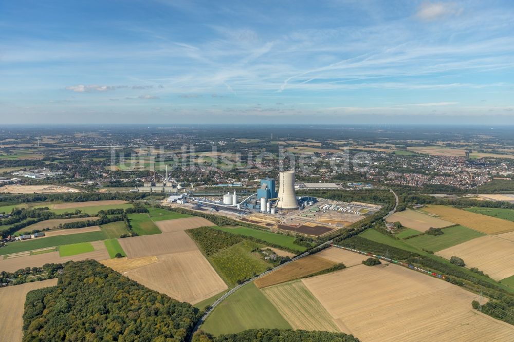 Luftaufnahme Datteln - Kraftwerksanlagen des Kohle- Heizkraftwerkes Datteln 4 Uniper Kraftwerk Im Löringhof in Datteln im Bundesland Nordrhein-Westfalen, Deutschland