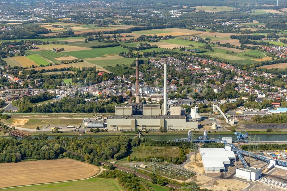 Luftaufnahme Datteln - Kraftwerksanlagen des Kohle- Heizkraftwerkes Datteln 4 Uniper Kraftwerk Im Löringhof in Datteln im Bundesland Nordrhein-Westfalen, Deutschland