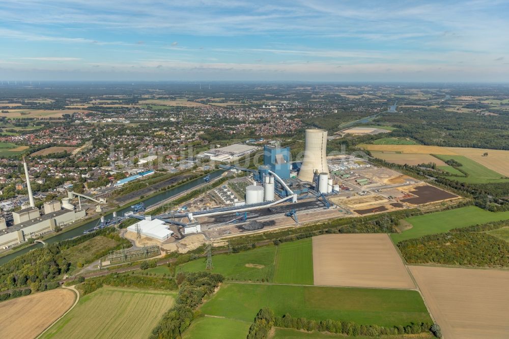 Datteln von oben - Kraftwerksanlagen des Kohle- Heizkraftwerkes Datteln 4 Uniper Kraftwerk Im Löringhof in Datteln im Bundesland Nordrhein-Westfalen, Deutschland