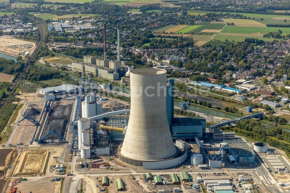 Luftbild Datteln - Kraftwerksanlagen des Kohle- Heizkraftwerkes Datteln 4 Uniper Kraftwerk Im Löringhof in Datteln im Bundesland Nordrhein-Westfalen, Deutschland