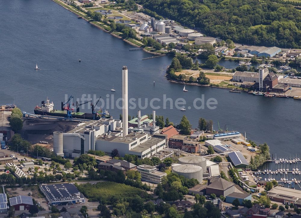 Luftbild Flensburg - Kraftwerksanlagen des Kohle- Heizkraftwerkes in Flensburg im Bundesland Schleswig-Holstein, Deutschland