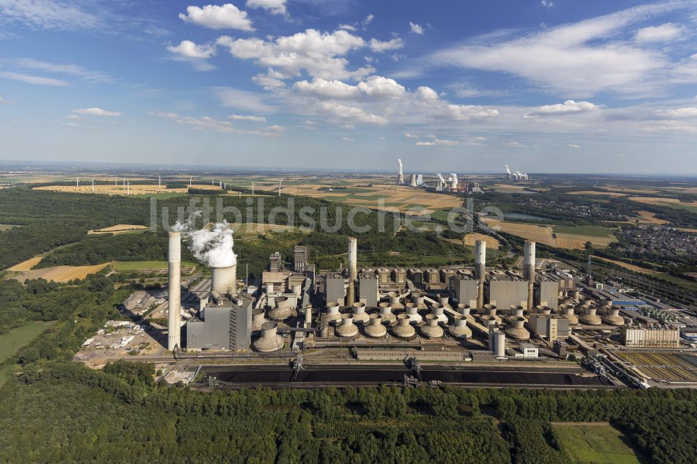 Luftbild Frimmersdorf - Kraftwerksanlagen des Kohle- Heizkraftwerkes in Frimmersdorf im Bundesland Nordrhein-Westfalen, Deutschland