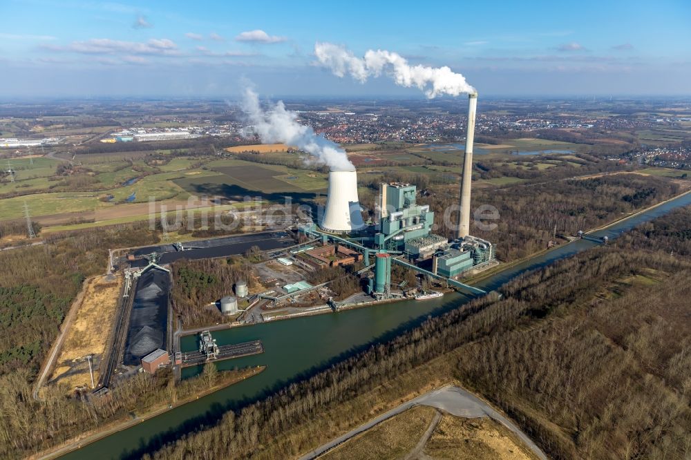 Luftbild Bergkamen - Kraftwerksanlagen des Kohle- Heizkraftwerkes Gemeinschaftskraftwerk Bergkamen am Westenhellweg 110 im Bundesland Nordrhein-Westfalen - NRW, Deutschland