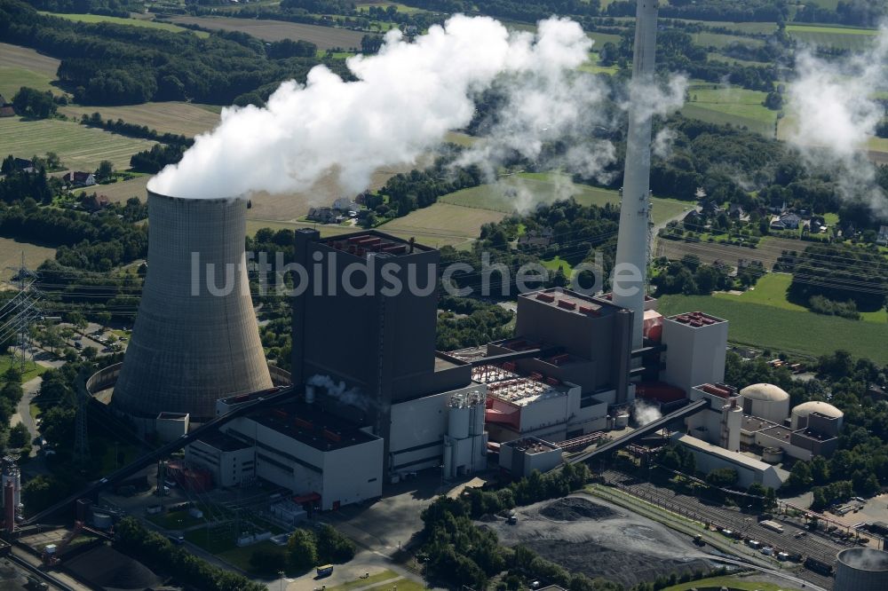 Ibbenbüren aus der Vogelperspektive: Kraftwerksanlagen des Kohle- Heizkraftwerkes in Ibbenbüren im Bundesland Nordrhein-Westfalen