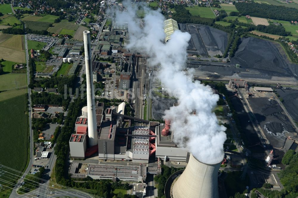 Luftaufnahme Ibbenbüren - Kraftwerksanlagen des Kohle- Heizkraftwerkes in Ibbenbüren im Bundesland Nordrhein-Westfalen