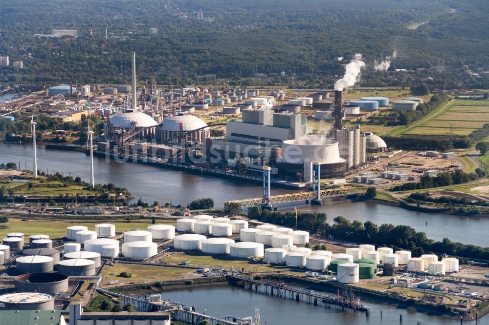 Hamburg von oben - Kraftwerksanlagen des Kohle- Heizkraftwerkes Moorburg in Hamburg