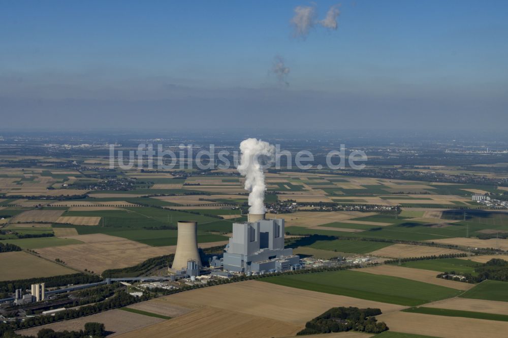 Luftaufnahme Grevenbroich - Kraftwerksanlagen des Kohle- Heizkraftwerkes RWE Power AG Kraftwerk Neurath in Grevenbroich im Bundesland Nordrhein-Westfalen, Deutschland