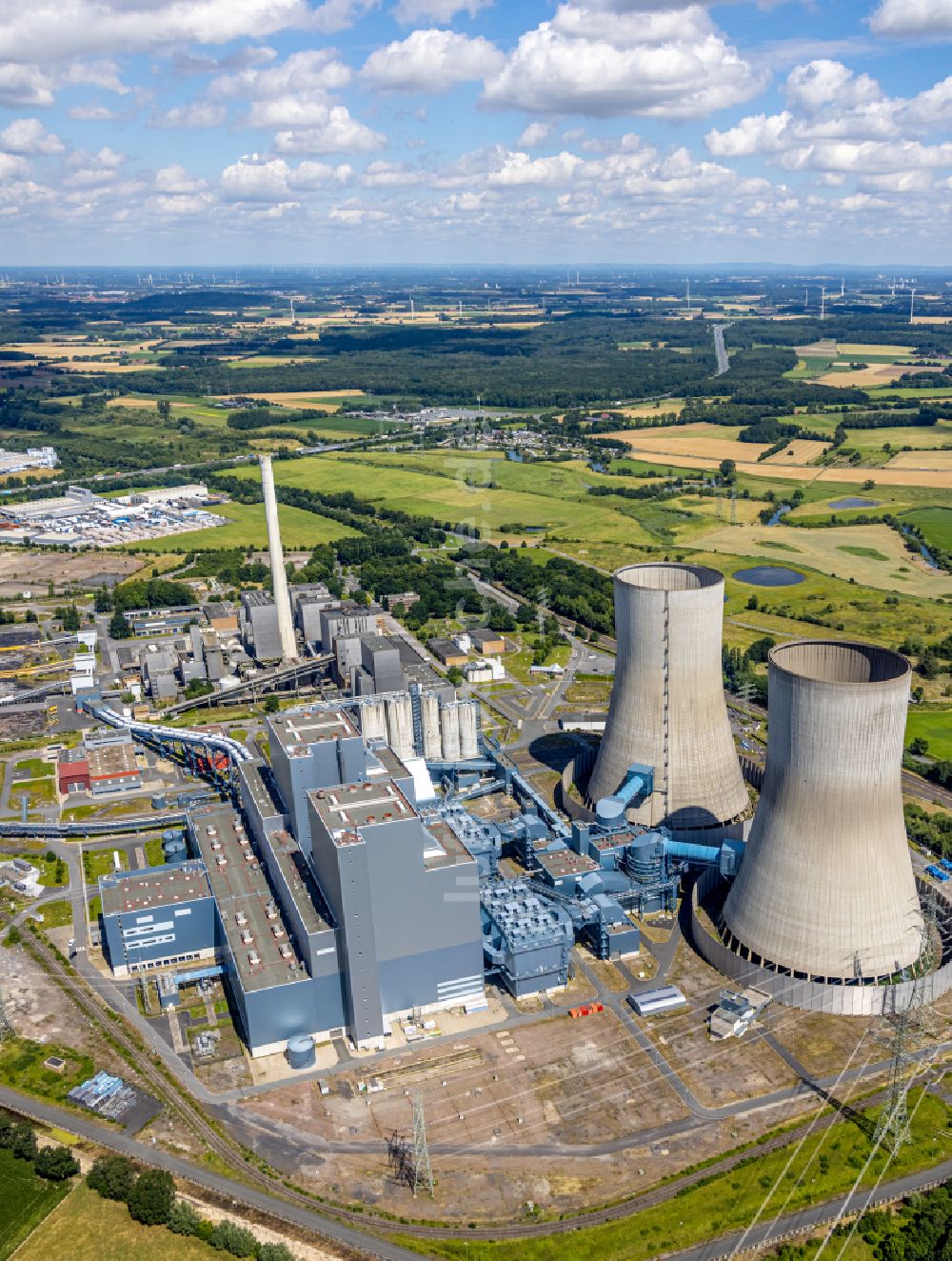 Schmehausen von oben - Kraftwerksanlagen des Kohle- Heizkraftwerkes der RWE Power in Schmehausen im Bundesland Nordrhein-Westfalen, Deutschland