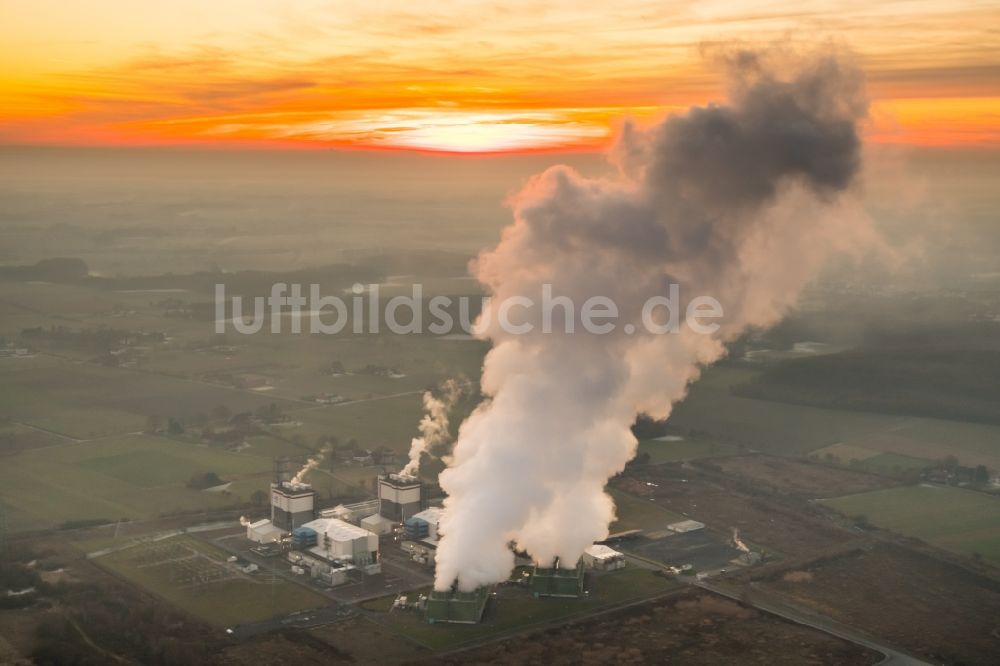 Luftbild Hamm - Kraftwerksanlagen des Kohle- Heizkraftwerkes der RWE Power im Stadtteil Schmehausen in Hamm im Bundesland Nordrhein-Westfalen