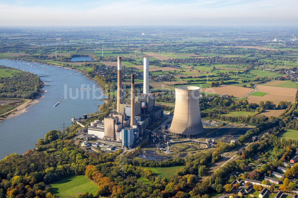 Möllen von oben - Kraftwerksanlagen des Kohle- Heizkraftwerkes der Steag Energy Services GmbH in Möllen im Bundesland Nordrhein-Westfalen