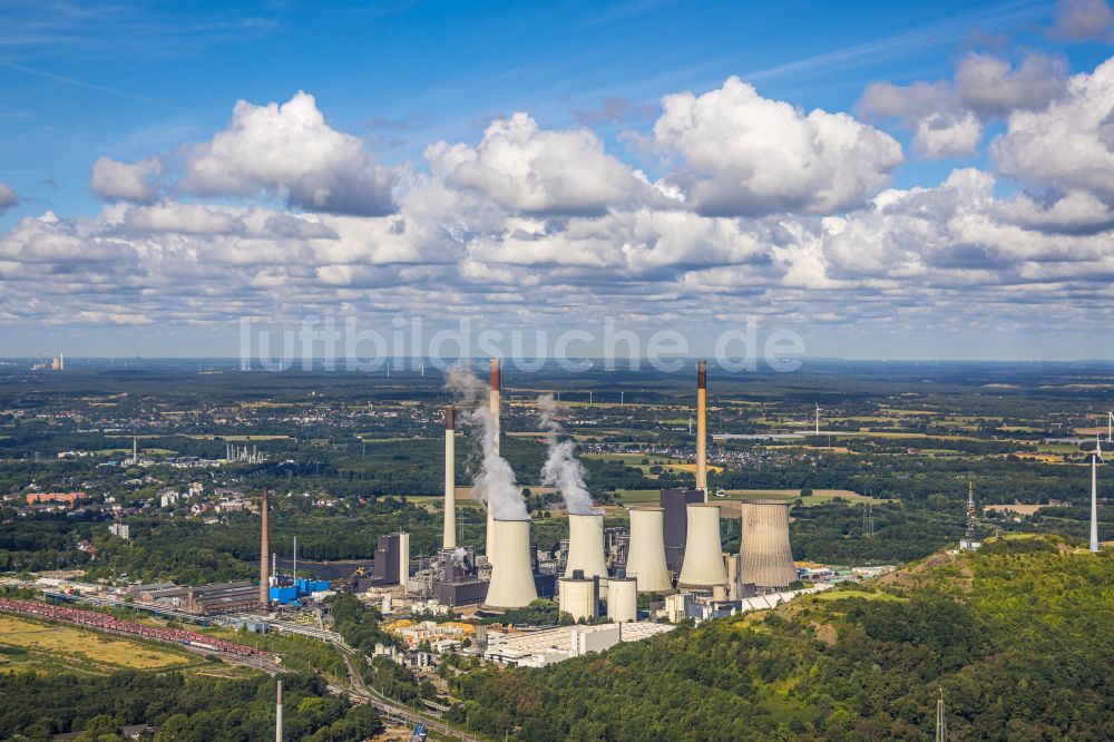 Gelsenkirchen aus der Vogelperspektive: Kraftwerksanlagen des Kohle- Heizkraftwerkes Uniper Kraftwerke GmbH in Gelsenkirchen im Bundesland Nordrhein-Westfalen