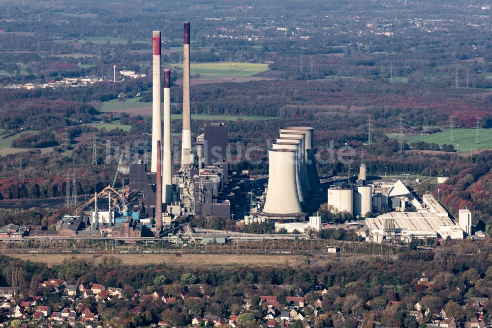 Gelsenkirchen aus der Vogelperspektive: Kraftwerksanlagen des Kohle- Heizkraftwerkes Uniper Kraftwerke GmbH in Gelsenkirchen im Bundesland Nordrhein-Westfalen