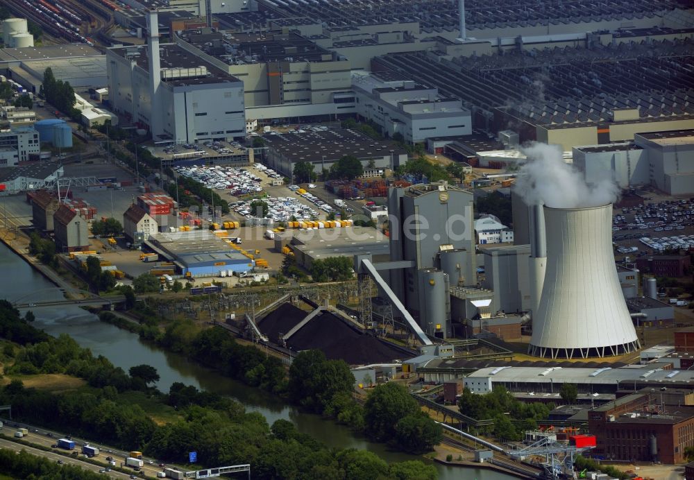 Luftbild Hannover - Kraftwerksanlagen des Kohle- Heizkraftwerkes am VW Volkswagen Werk in Hannover im Bundesland Niedersachsen