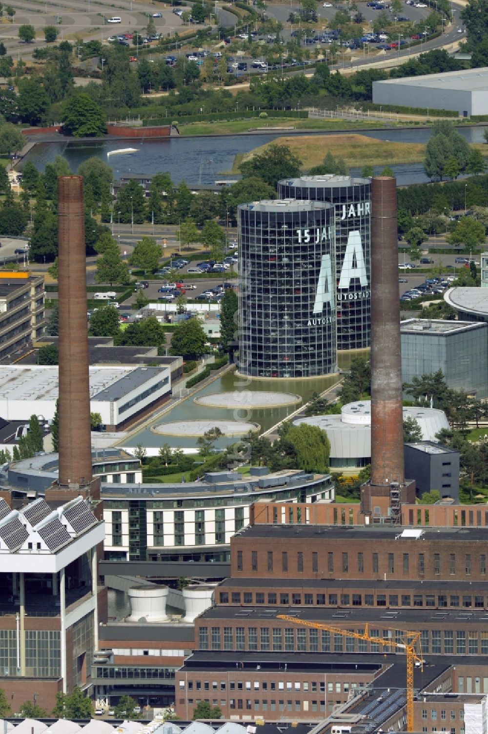 Wolfsburg von oben - Kraftwerksanlagen des Kohle- Heizkraftwerkes in Wolfsburg im Bundesland Niedersachsen