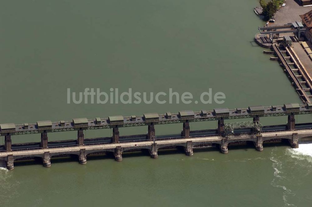 BASEL von oben - Kranbahn der Staustufe Augst am Rhein