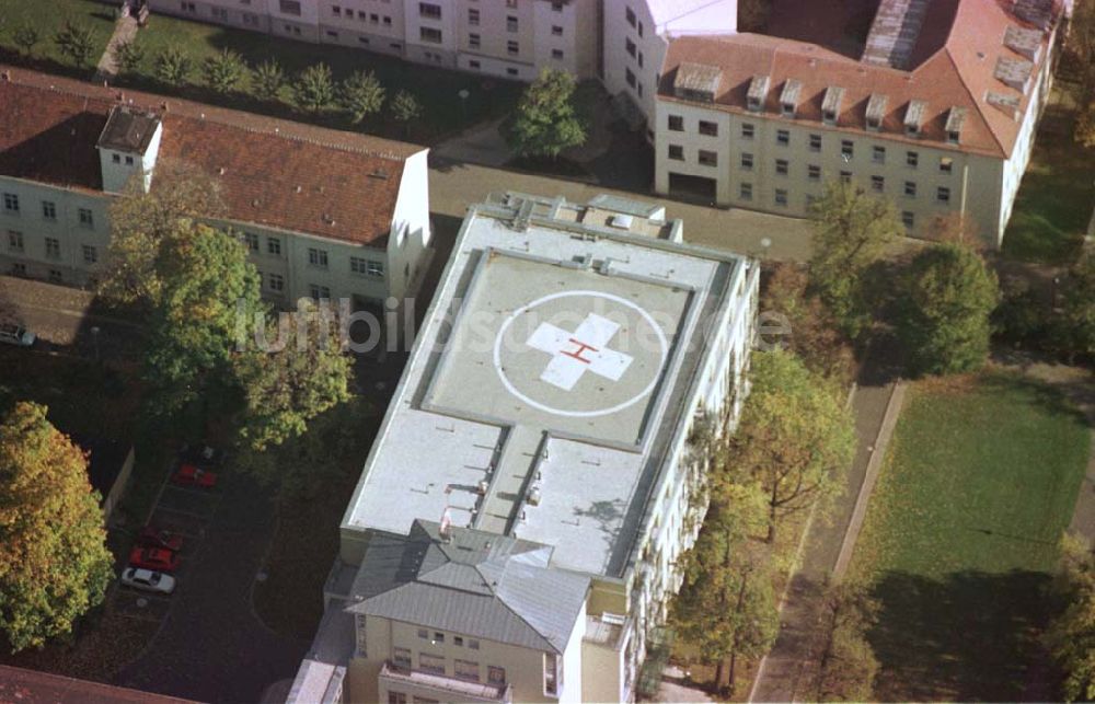 Dresden aus der Vogelperspektive: Krankenhaus mit Helikoptersonderlandeplatz in Dresden-Neustadt