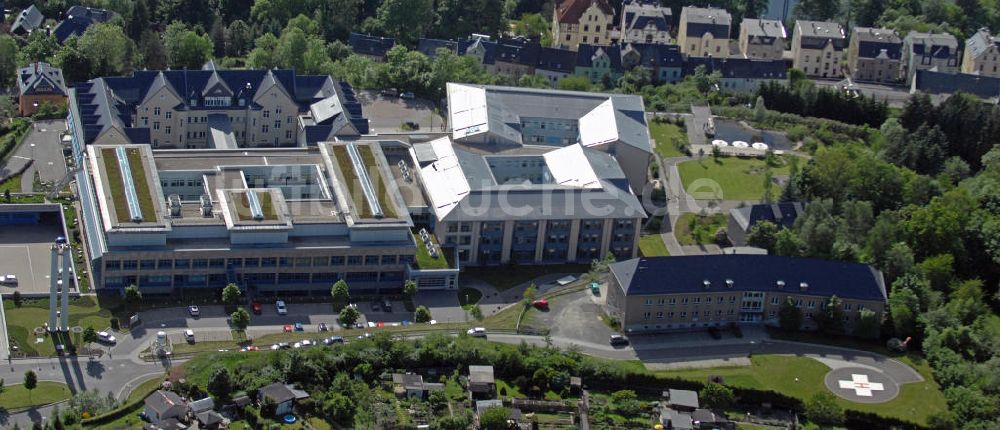 Greiz von oben - Kreiskrankenhaus Greiz