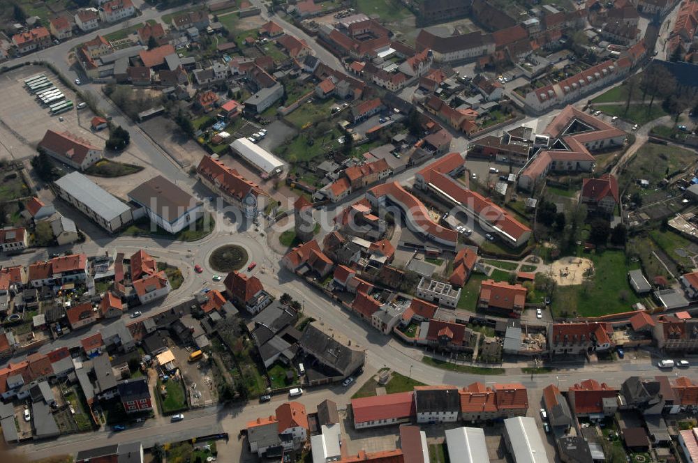 Ballenstedt aus der Vogelperspektive: Kreisverkehr in Ballenstedt in Sachsen-Anhalt