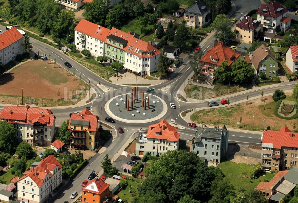 Sondershausen aus der Vogelperspektive: Kreisverkehr Erfurter Straße in Sondershausen im Bundesland Thüringen