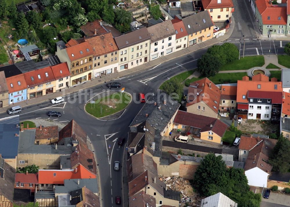 Apolda von oben - Kreisverkehr am Heidenberg in Apolda im Bundesland Thüringen