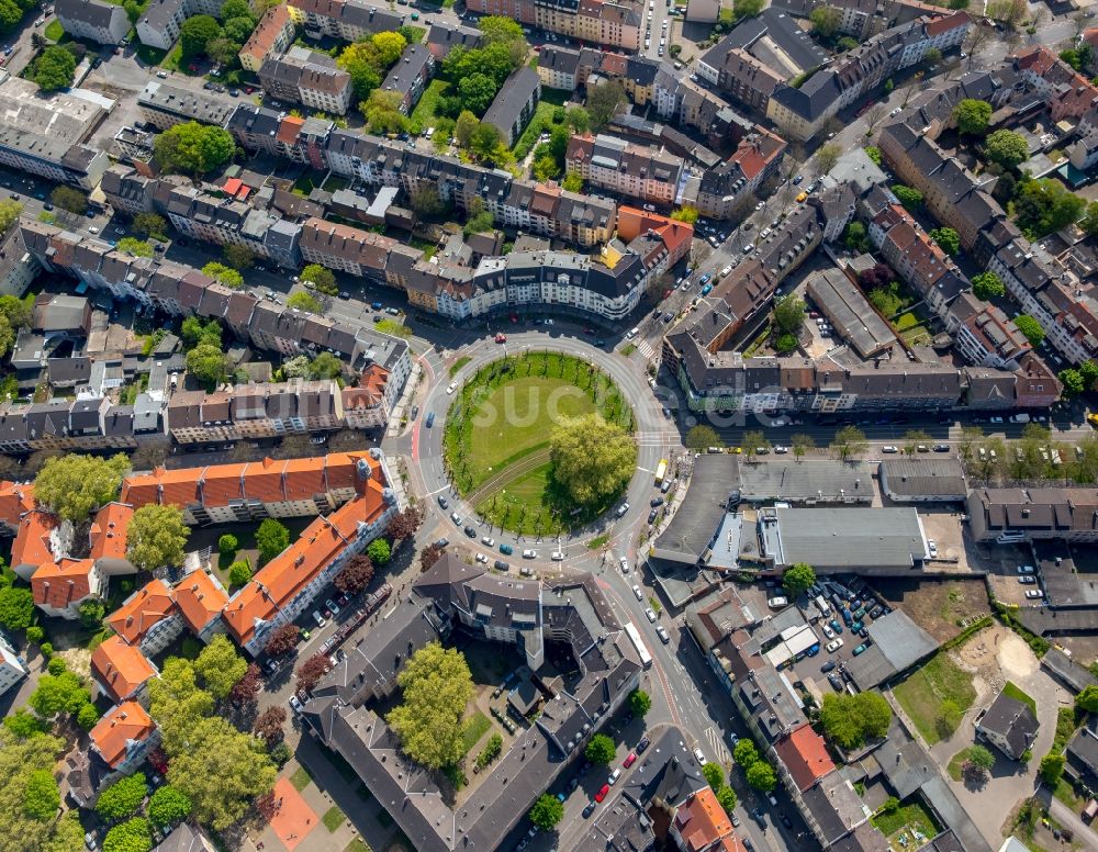 Dortmund aus der Vogelperspektive: Kreisverkehr - Straßenverlauf Borsigplatz in Dortmund im Bundesland Nordrhein-Westfalen