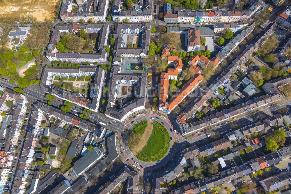 Dortmund von oben - Kreisverkehr - Straßenverlauf Borsigplatz in Dortmund im Bundesland Nordrhein-Westfalen