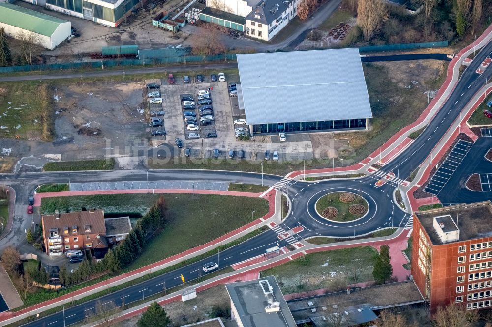 Luftaufnahme Dorsten - Kreisverkehr - Straßenverlauf in Dorsten im Bundesland Nordrhein-Westfalen, Deutschland